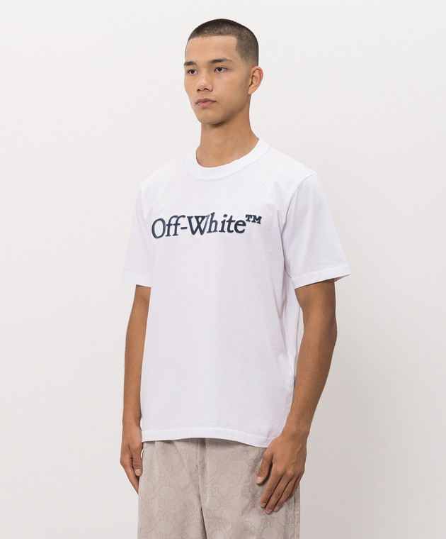 Off-White Белая футболка с фактурным логотипом 44MAA16MF26J005 изображение 3