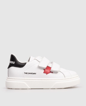 DSQUARED2 Дитячі білі шкіряні кросівки з логотипом 82666