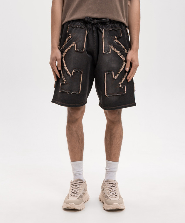 Off-White Сірі шорти з нашивкою емблеми 44MCI013S26D001 зображення 3