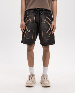 Off-White Сірі шорти з нашивкою емблеми 44MCI013S26D001