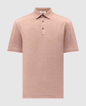 Agnona Коричневый поло с леном и шелком в узор TT09U2YY2074