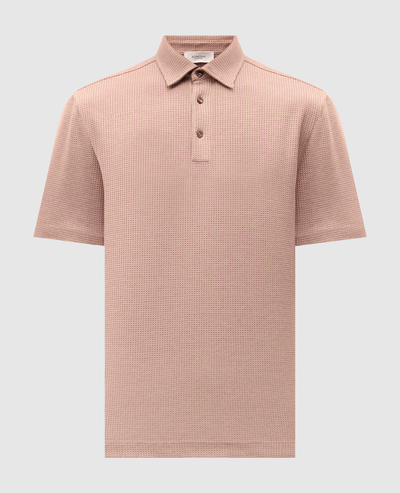 

Коричневый поло с леном и шелком в узор, Поло