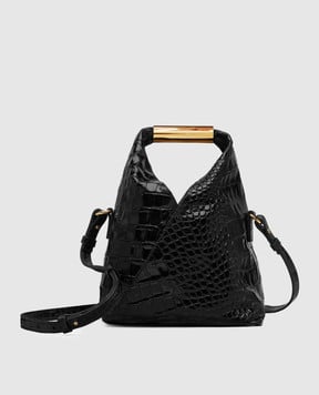 Maison Margiela MM6 Черная глянцевая кожаная сумка с эмблемой SB6WD0042P8650