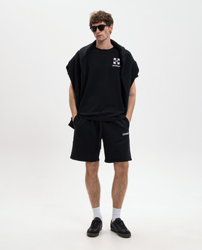 Off-White Чорна футболка з принтом логотипа та емблеми 44MAA027S26J00B