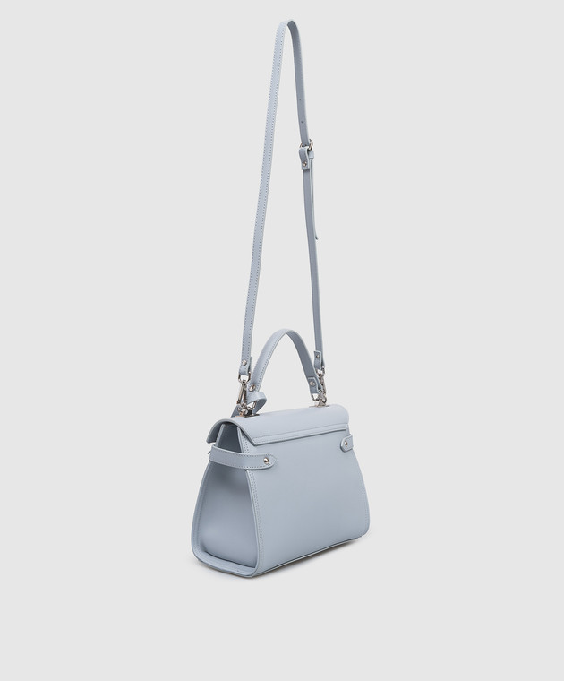 Gianni Notaro Голубая кожаная сумка-сетчел SAFFIANO 099SAFFIANONIKEL изображение 3