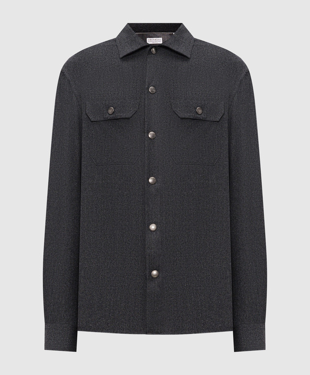 Brunello Cucinelli Серая рубашка из шерсти MY6660721