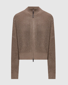 Brunello Cucinelli Коричневий кардиган з люрексом MST263336
