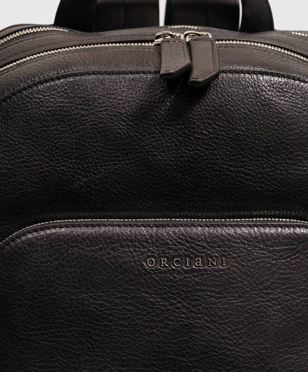 Orciani Черный кожаный рюкзак с фактурным логотипом P00756LGN изображение 4