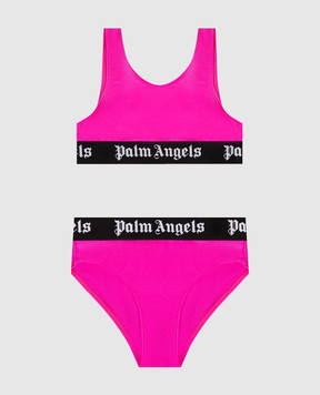 Palm Angels Дитячий рожевий  купальник з візерунком логотипа PGFE002S26JER001
