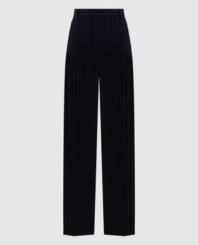 Max Mara Сині штани ENFASI з вовни в смужку MSTENFASI