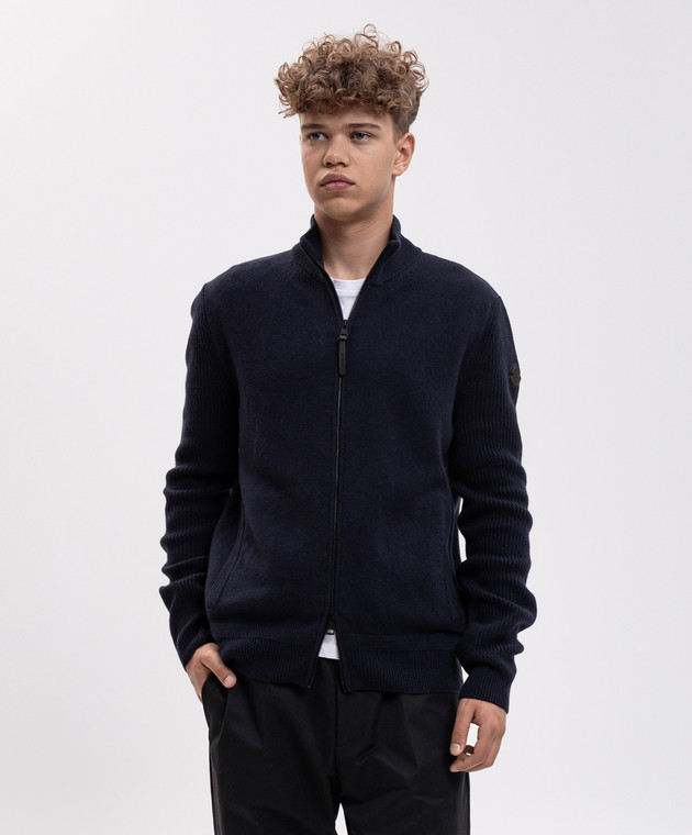 Moncler Синий кардиган из шерсти и кашемира L20919B00013M4281 изображение 3
