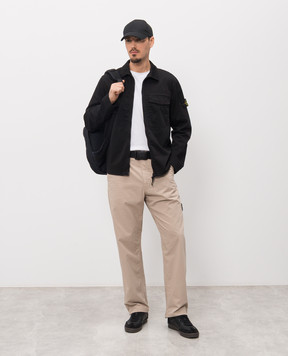 Stone Island Черная рубашка на молнии с логотипом патча L1S151200015S0012
