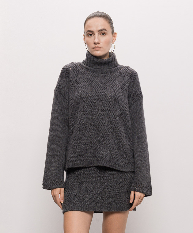 Twinset Серый свитер в узор 262TT3353 изображение 3