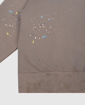 Maison Margiela MM6 Дитячий коричневий світшот з принтом у вигляді плям фарби M61006MM07K