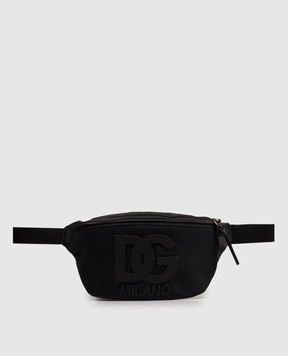 Dolce&Gabbana Детская черная поясная сумка с фактурной монограммой EM0072A0567