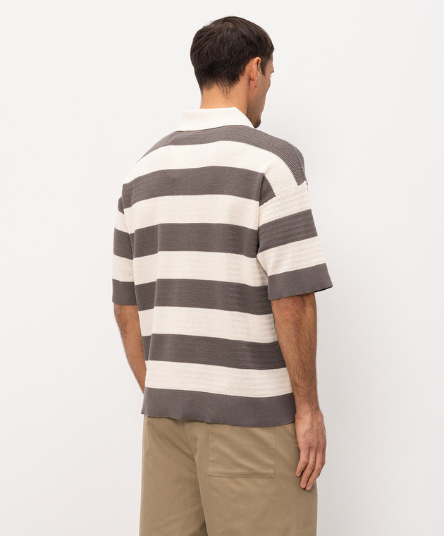 Ami Paris Бежеве поло в смужку з емблемою HPL432KN0153 зображення 4