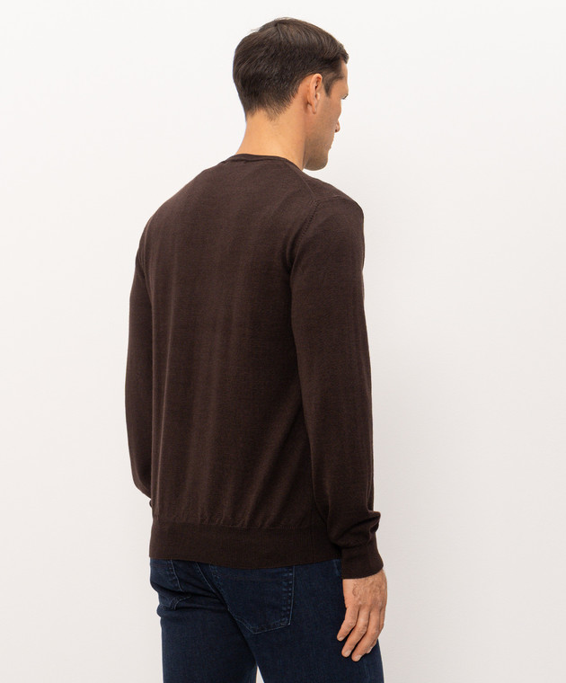 Cashmere&Whiskey Коричневий джемпер з вовни, шовку та кашеміру 472 зображення 4