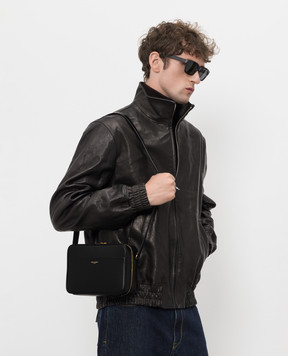 Saint Laurent Черная кожаная сумка кросс-боди с логотипом 8378192R20W