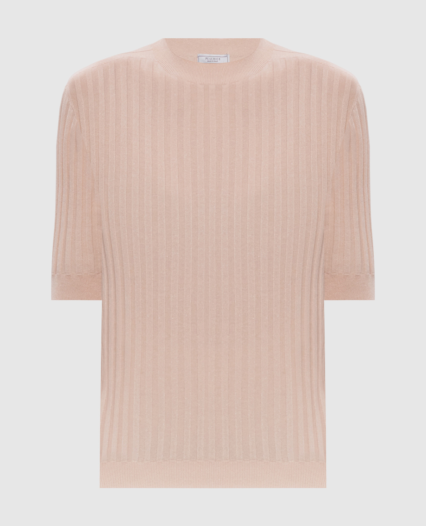 Бежевый топ в рубчик с люрексом