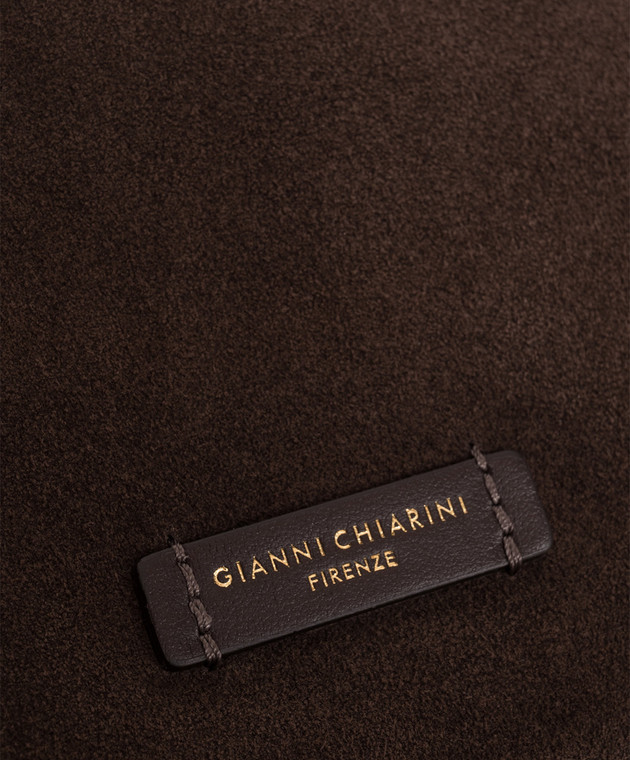 Gianni Chiarini Коричневая замшевая сумка кросс-боди Nora с патчем логотипа BS10225CMPL изображение 4
