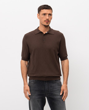 Peserico Коричневе поло в геометричний візерунок R59489F149173Q