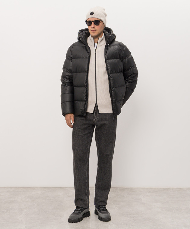 Moncler Чорний шкіряний пуховик L20911A0015759839 зображення 2
