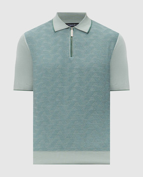 Stefano Ricci Зелене поло з шовком з блискавкою K212034P31F26190