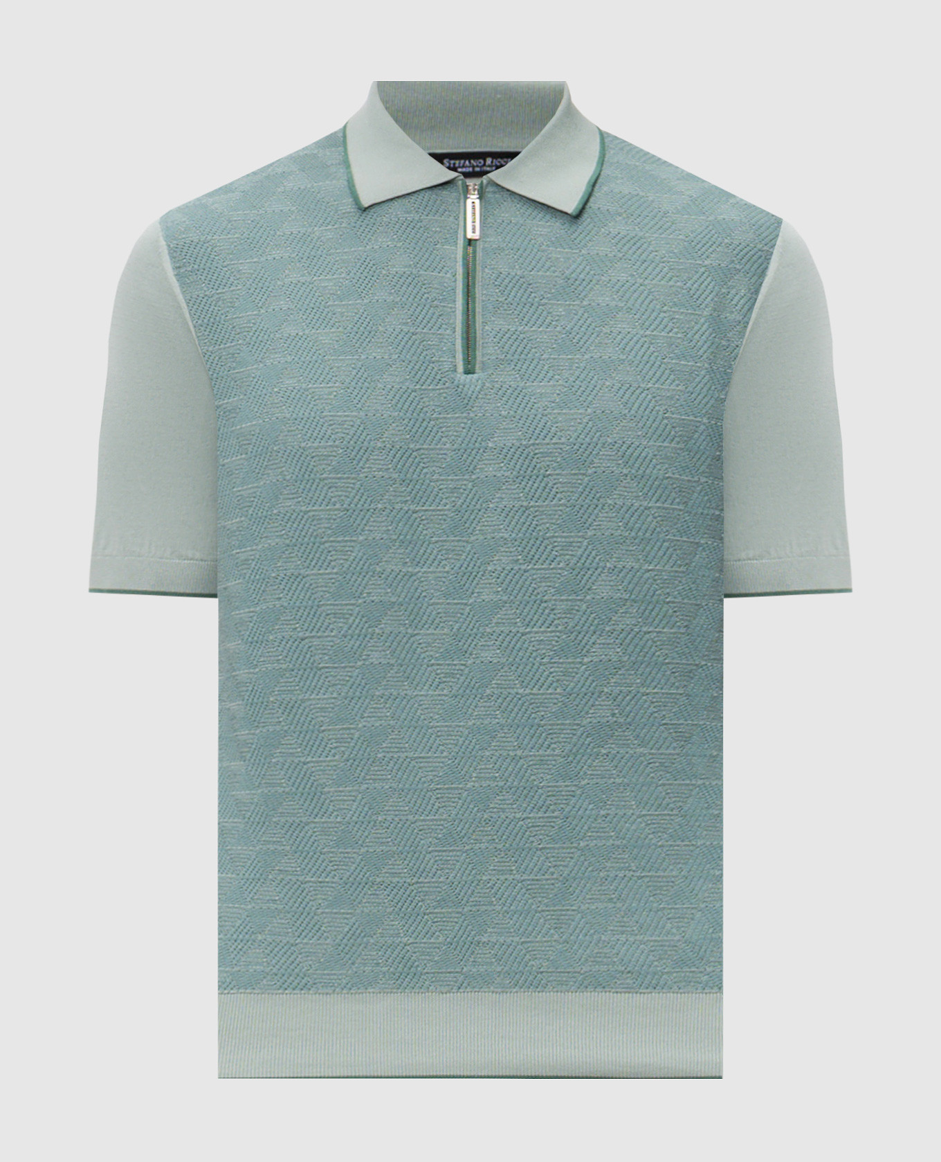 Зеленое поло с шелком с молнией