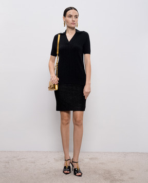 Balmain Черная юбка в брендовый узор GF1LC286JL42