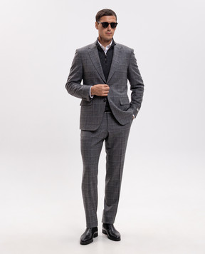 Canali Серый костюм из шерсти в клетку BF053041228020