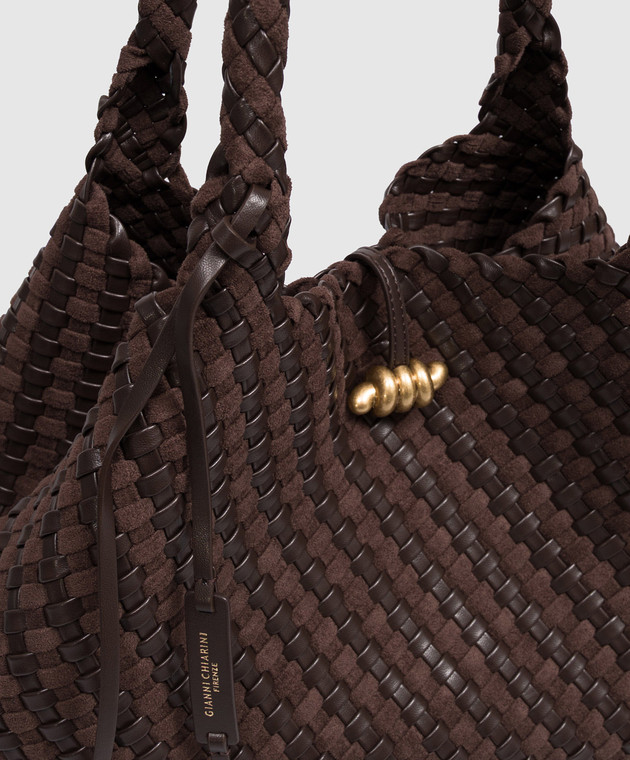 Gianni Chiarini Коричневая плетеная сумка-тоут Aurelie BS12067COMMWPLINT изображение 5