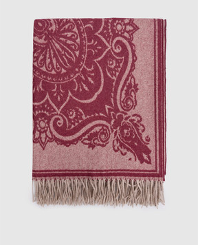 Etro Бордовий плед з вовни і кашеміру з візерунком Pegaso UKCA0004AL296