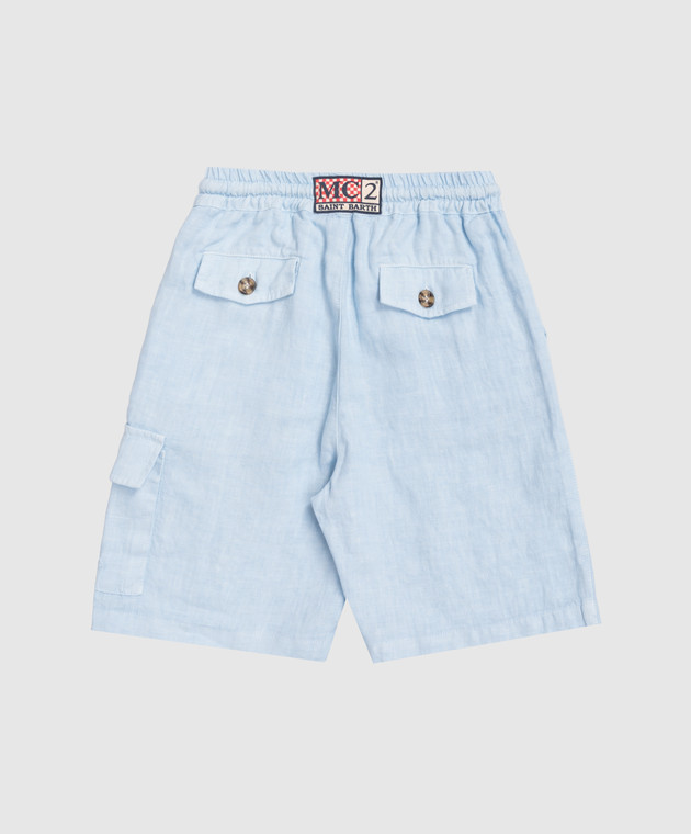 MC2 SAINT BARTH Дитячі блакитні шорти Marseille з льону MRE000100555L зображення 2