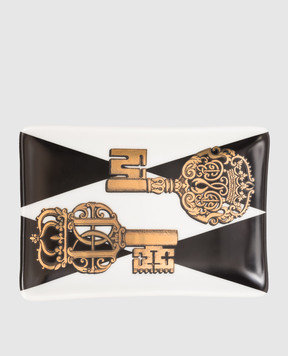 Fornasetti Біла порцелянова попільничка Chiavi & Rombi P37Z326