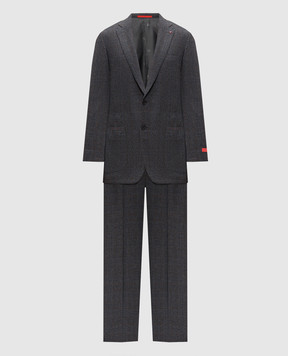 ISAIA Серый костюм из шерсти и кашемира в клетку 521ASI1019955V