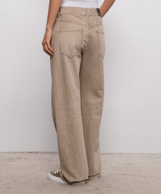 Brunello Cucinelli Бежевые джинсы с патчем MP095P5565 изображение 4