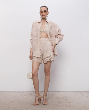 Ermanno Scervino Life Розовые шорты из льна с кружевом D484P610GQI
