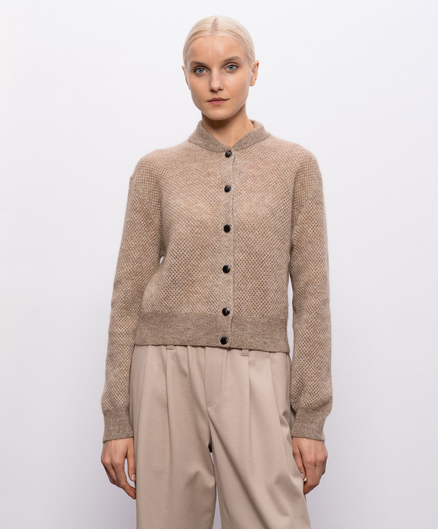 Brunello Cucinelli Коричневий кардиган з вовною з люрексом MGG270506P зображення 3
