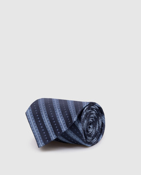 Stefano Ricci Синя краватка із шовку в смужку CCX56041