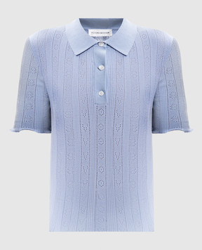 Victoria Beckham Блакитне поло у візерунок 1226KTP007273A