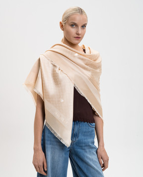 Twinset Бежевый платок в тканый узор логотипа 261TA4270