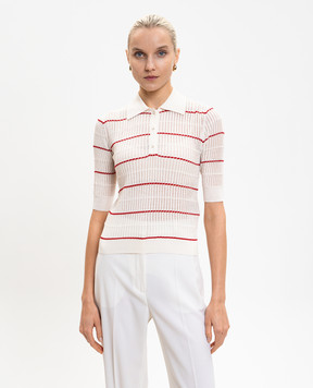 Max Mara Білий топ MSTGALLO із шовку і вовни з коміром-поло MSTGALLO
