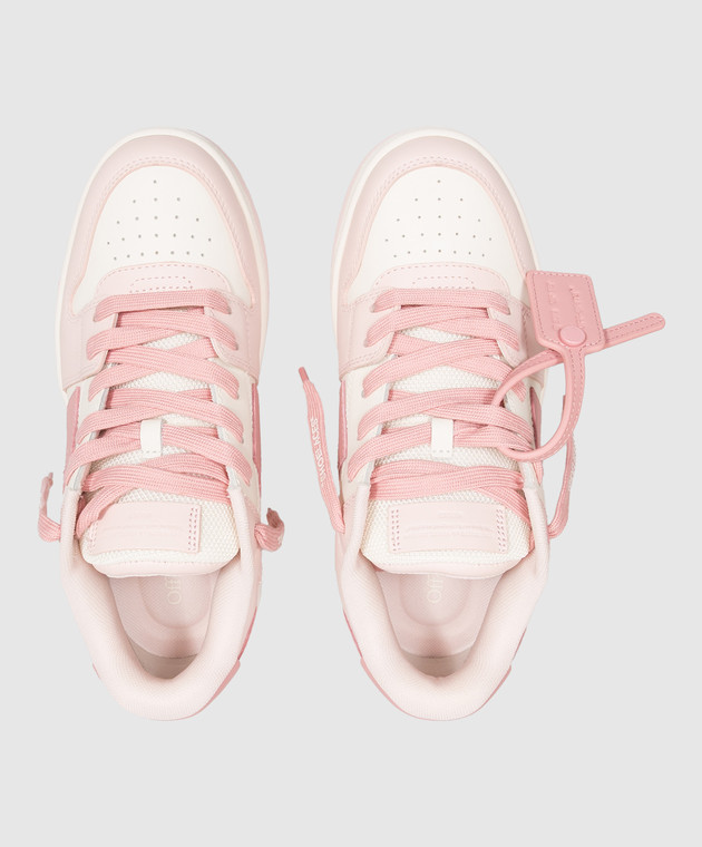 Off-White Дитячі рожеві шкіряні кросівки Out Of Office OF06415655 зображення 4