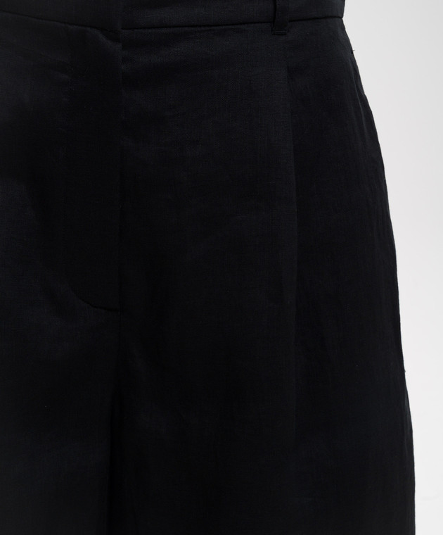 Max Mara Черные бермуды CARAVAN из льна MSTCARAVAN изображение 5