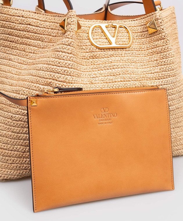 Valentino Бежевая сумка-тоут из рафии 8W2B0T01QCL изображение 3