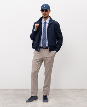 Brunello Cucinelli Голубая рубашка с коноплей и льном MA6780618