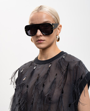 Balmain Чорні сонцезахисні окуляри Pulse із золотом 18 карат BPS185A57