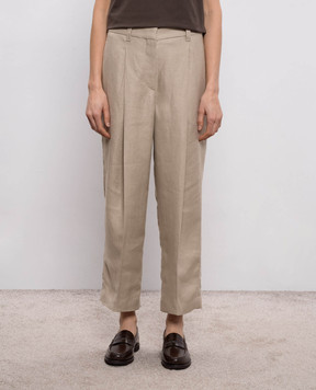 Brunello Cucinelli Бежеві штани з льону MH527P9185