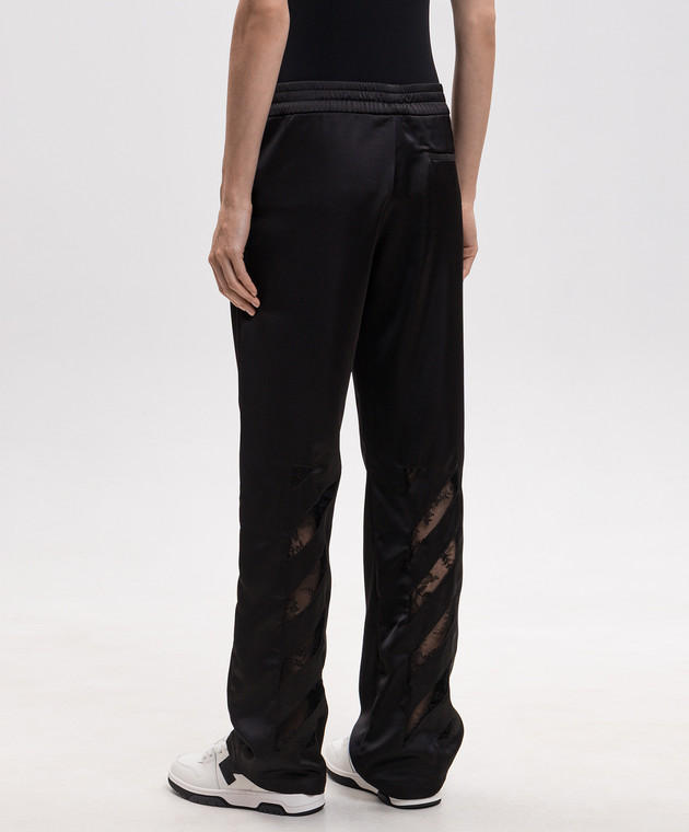Off-White Черные спортивные брюки с кружевом 2FH00650B изображение 4