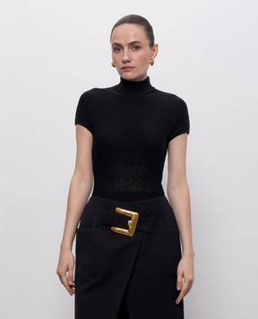 Balmain Черное боди из шерсти в рубчик HF1BC060KK06